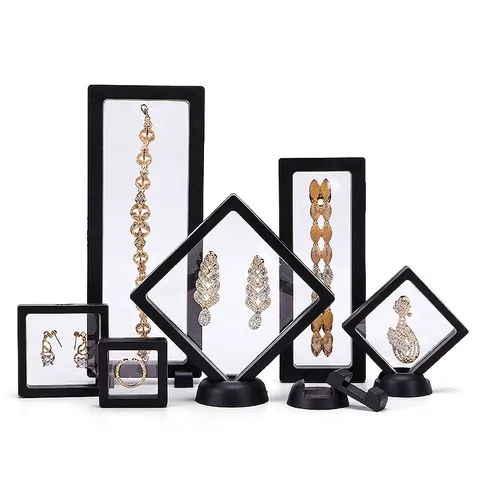 PE Folie Schwebende Schmuckschatulle Antioxidationsmittel Staubdichte Transparente Aufhängung Schmuck Display Case Für Ringe Halsketten