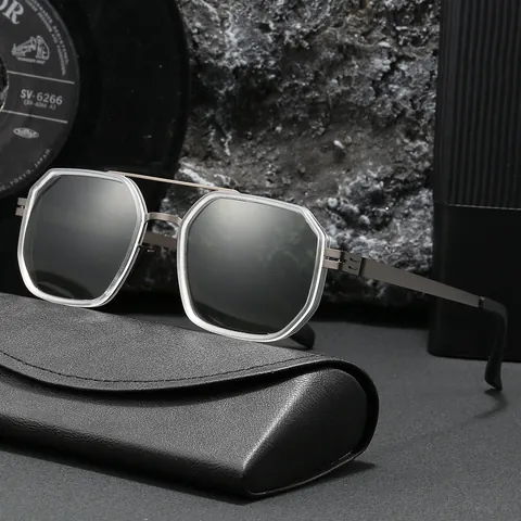 Occhiali da Sole Polarizzati Uomo Stile Aviatore Montatura Grande in Metallo Protezione UV400 Moda Esterna Guida