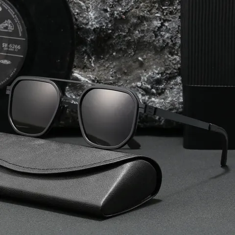 Occhiali da Sole Polarizzati Uomo Stile Aviatore Montatura Grande in Metallo Protezione UV400 Moda Esterna Guida