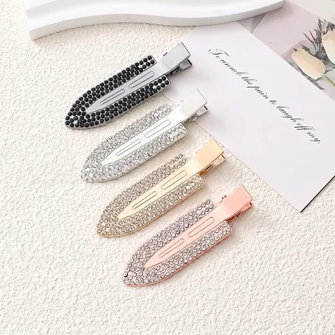 Pinza para el Cabello de Aleación de Estilo Coreano con Strass y Perla Artificial para Mujer Pinza de Pico de Pato Puntiaguda Sin Costuras