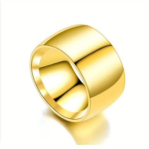 Bague Large en Acier Inoxydable pour Hommes Femmes Minimaliste Surface Polie Bijoux de Mode Tendance Or Argent Noir