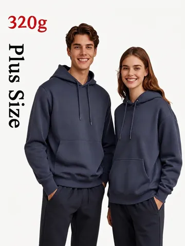 Felpa con Cappuccio Oversize da Uomo Tinta Unita in Misto Cotone Felpa con Tasca a Canguro Streetwear Casual Top