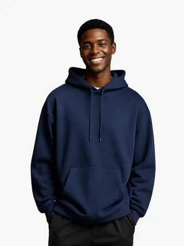 Felpa con Cappuccio Oversize da Uomo Tinta Unita in Misto Cotone Felpa con Tasca a Canguro Streetwear Casual Top