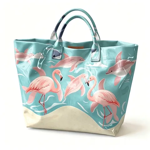 Waterdichte PVC Canvas Draagzak Voor Dames Grote Capaciteit Mode Print Handtas Schoudertas Woon-werkverkeer Reizen Strandtas