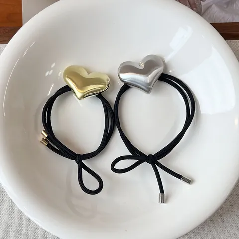 Minimalista Aleación Metal Corazón Estrella Geométrico Goma de Pelo Estilo Coreano Alta Elasticidad Banda de Pelo Oro Plata Moda Mujer Accesorios de Pelo