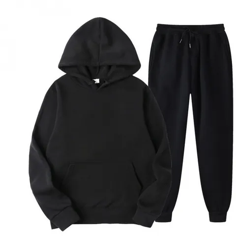 Heren Effen Kleur Sportpak Fleece Gevoerd Hoodie En Joggingbroek Casual Herfst Lente Sportieve Outfit