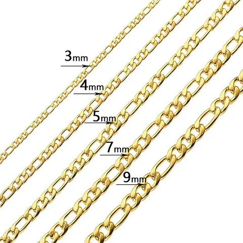 Collar de Cadena Figaro de Acero Inoxidable Hip Hop Para Hombres Mujeres Cadena de Eslabones Geométricos Color Oro Plata Joyas
