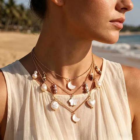 Colgantes de Acero Inoxidable con Perla Artificial Forma de Corazón Luna Estrella Accesorios de Creación de Joyería DIY para Mujeres Colgantes