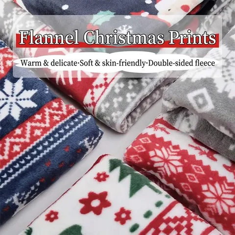 Kerstprint Flanellen Stof Dubbelzijdige Koraalvlies Zachte Warme Stof Voor DIY Naaien Loungewear Deken Rendier Patroon