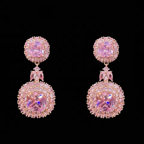 Pendientes Colgantes Largos de Lujo con Strass Corte Princesa con Poste de Plata de Ley 925 Joyas Geométricas de Cobre