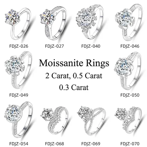 925 Sterling Silver Moissanite Heart Shape Rings