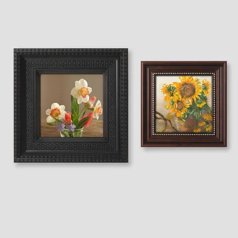 Vintage Photo Frame Square Textured PS Relief Picture Holder For Tabletop Wall Decor Retro European Style