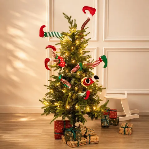 Speelse Kerstboom Elfenpoten Decoratie Polyester Pluche Kerstmanpoten Hangend Ornament Feestdag Thuis Decoratie