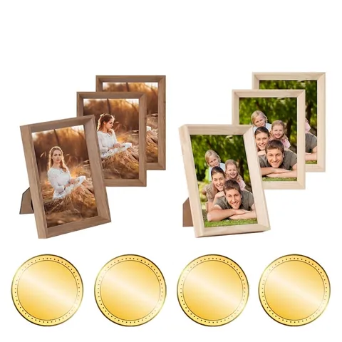 Retro Wood Grain Picture Frame With High Definition Plastic Panel Desktop Stand And Wall Hanging Decor