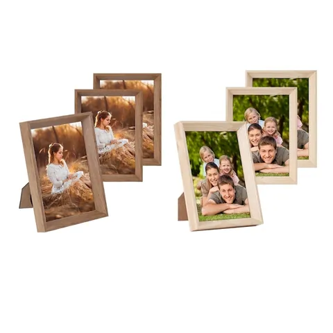 Retro Wood Grain Picture Frame With High Definition Plastic Panel Desktop Stand And Wall Hanging Decor