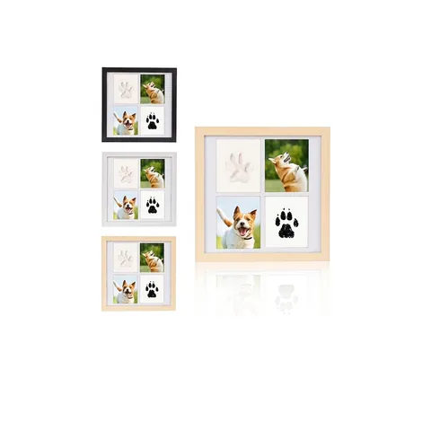 DIY Pet Paw Print Memorial Photo Frame Kit MDF Wood Multi Window Clay Ink Pad Dog Cat Keepsake Gift