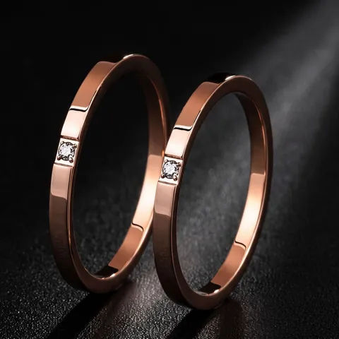 Minimalist Stainless Steel Rhinestone Ring For Women Gold Silver Plated Dainty Single Stone Finger Ring Jewelry Gift