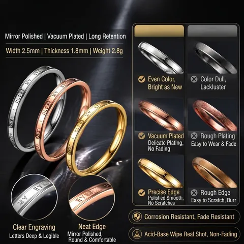 Frans Minimalistisch Titaniumstaal Eenvoudige Band Ring Voor Vrouwen Verguld Gegraveerd Hartelijke Belettering Ins Stijl Ring