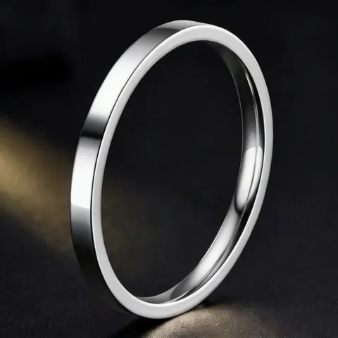 Minimalist Stainless Steel Ultra Fine 2mm Band Ring For Women High Polished Ins Style Stackable Finger Ring Jewelry Gift