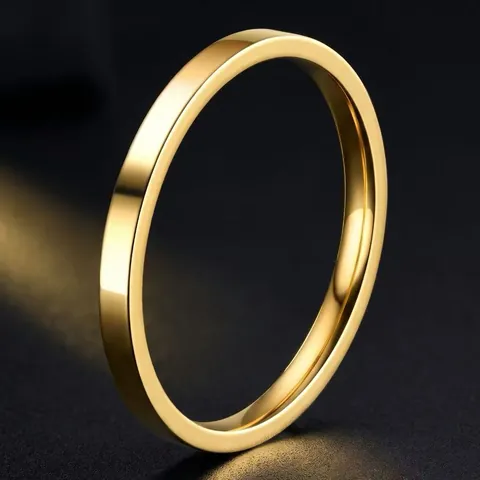 Minimalist Stainless Steel Thin Band Ring For Women French Ins Style Plain Polished Wedding Stacking Finger Ring Jewelry Gift