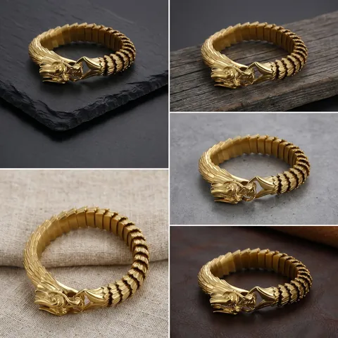 Drakenkop Armband Heren Roestvrij Staal Draak Schubben Schakelketting Punk Gothic Retro Sieraden