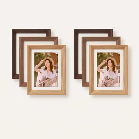 Bilderrahmen Fotorehmen MDF Holzoptik Tischständer Wandbehang Dekor Modern Rechteckig Mit Matte Plexiglas