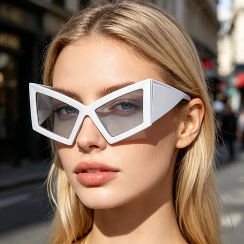 Oversized Geometrische Cat Eye Zonnebril UV400 Bescherming PC Frame PC Lens Mode Y2K Hip Hop Voor Dames