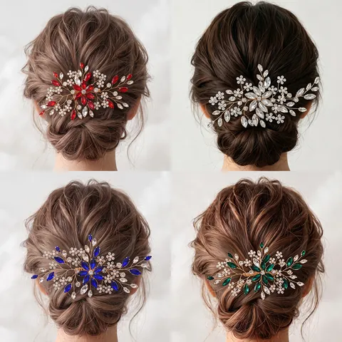 Handgefertigter Blumen Brauthaarkamm Mit Marquise Strass Und Kunstperlen Legierung Floral Hochzeit Haarschmuck