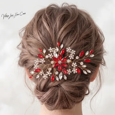 Handgefertigter Blumen Brauthaarkamm Mit Marquise Strass Und Kunstperlen Legierung Floral Hochzeit Haarschmuck