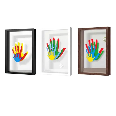 Kit Cadre Ombre Empreinte Main Famille DIY Bois Souvenir Art Pour Couples Enfants Décoration Maison Table Mur