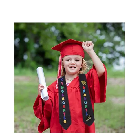 Kindergarten Graduate Sash Satin Stole For Kids Graduation Ceremony Party Printed Ceremony Sash Graduation Cap Scroll Pattern Honor Stole