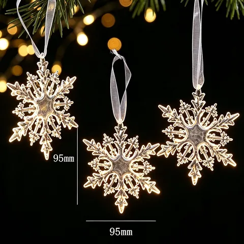 Transparent Acrylic Christmas Tree Hanging Ornaments Crystal Style Snowflake Reindeer Angel Decor Holiday Party Elegant