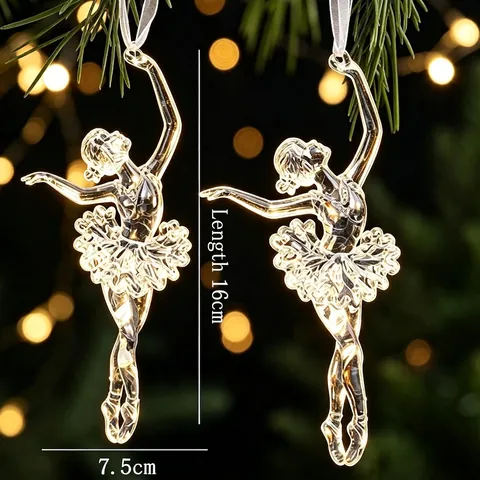 Décorations De Noël Suspendues En Acrylique Transparent Style Cristal Flocon De Neige Renne Ange Décor De Fête Élégant