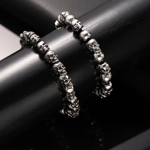 Retro Punk Totenkopf Perlenarmband Legierung Goth Dark Style Für Männer Frauen Handschmuck