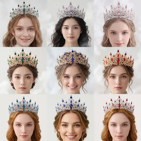 Vintage Baroque Alloy Rhinestone Crown For Women Wedding Bridal Tiara Birthday Party Luxury Hair Accessories Gold Silver