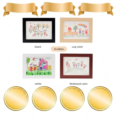 Children's Art Frame Kids Artwork Storage Front Opening Hinged Wood Photo Display Changeable Modern Home Decor