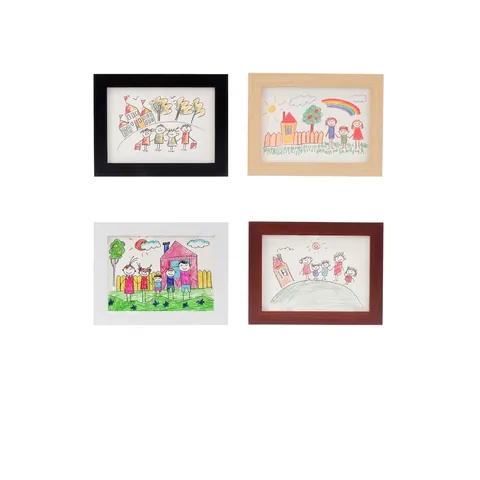 Children's Art Frame Kids Artwork Storage Front Opening Hinged Wood Photo Display Changeable Modern Home Decor