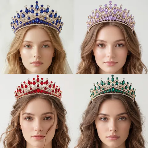 Barock Braut Krone Legierung Strass Retro Luxus Hochzeit Tiara Für Frauen Mädchen Haarschmuck