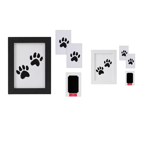 Pet Paw Print Memorial Kit Clean Touch Inkless Pad Photo Frame Wood Desktop Decor Keepsake Souvenir Dogs Cats