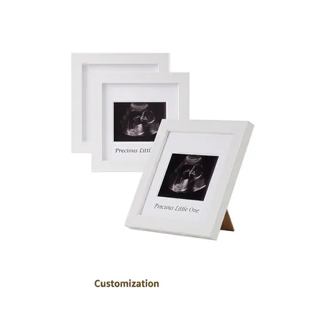 Cadre Photo Sonogramme Bébé Affichage Échographie Souvenir En Bois MDF Pour Cadeau De Grossesse Future Maman Blanc Carré