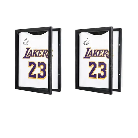 Jersey Vitrinekast Shadow Box MDF Hout En Acryl Magnetische Deur Voor Sport T-Shirt Memorabilia Woondecoratie Wandmontage