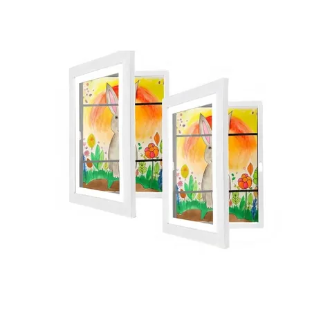 Kinderkunstrahmen MDF Holz Frontöffnung Magnetischer Speicher Für Kinder Kunstwerke Display Heimdekoration