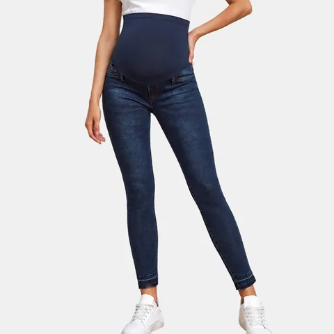 Umstandsjeans Mit Hoher Taille Und Bauchstütze Skinny Fit Denimhose Elastisch Bequem Für Schwangere Frauen Baumwolle