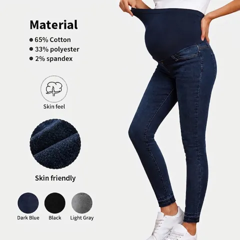 Umstandsjeans Mit Hoher Taille Und Bauchstütze Skinny Fit Denimhose Elastisch Bequem Für Schwangere Frauen Baumwolle