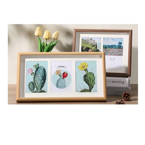 Multi Opening Photo Frame Wood Texture Plexiglass Collage Picture Frame Tabletop Wall Mounted Nordic Minimalist Home Decor