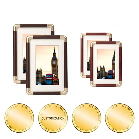 Bilderrahmen Kunststoff Holzmaserung Mit Metallecken Für Tischplatte Und Wandbehang Dekoration Elegant Retro Home