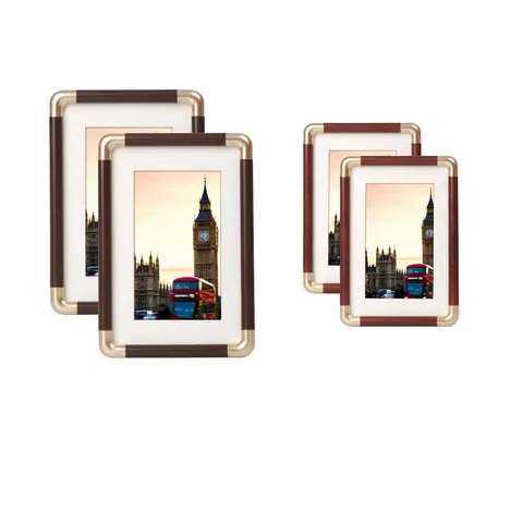 Bilderrahmen Kunststoff Holzmaserung Mit Metallecken Für Tischplatte Und Wandbehang Dekoration Elegant Retro Home