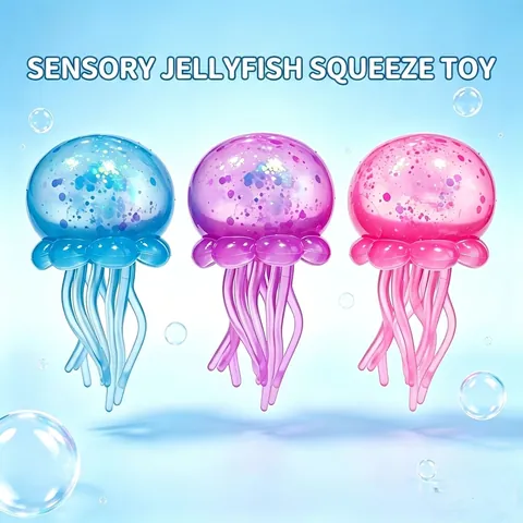 Jouet Anti-stress Squishy Méduse Crème Glacée en TPR Maltose Jouet Sensoriel à Presser pour Enfants Adultes Cadeau