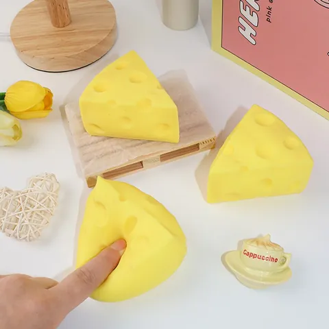 Simulation Cheese Squishy Toy Creative Slow Rising Decompression Vent Toy Stress Relief Sensory Yellow Food Model Toy