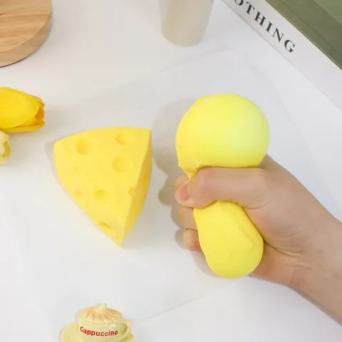 Simulation Cheese Squeeze Toy Realistic Cheese Slice Square Stress Relief Soft TPR Slow Rising Fidget Toy Gift For Kids Adults